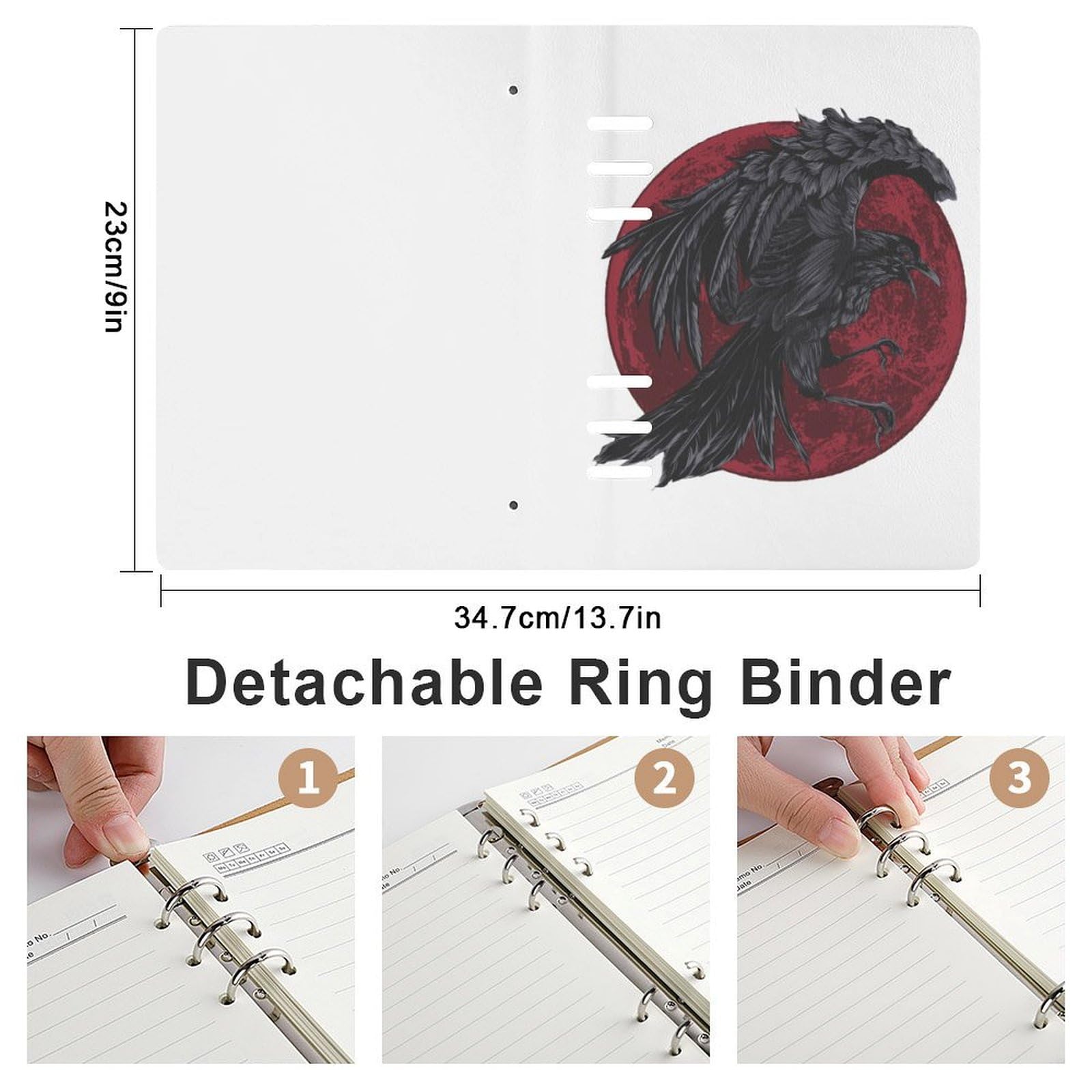 Amazon.co.jp: システム手帳 八咫烏 カラス 鳥 ノート バインダー